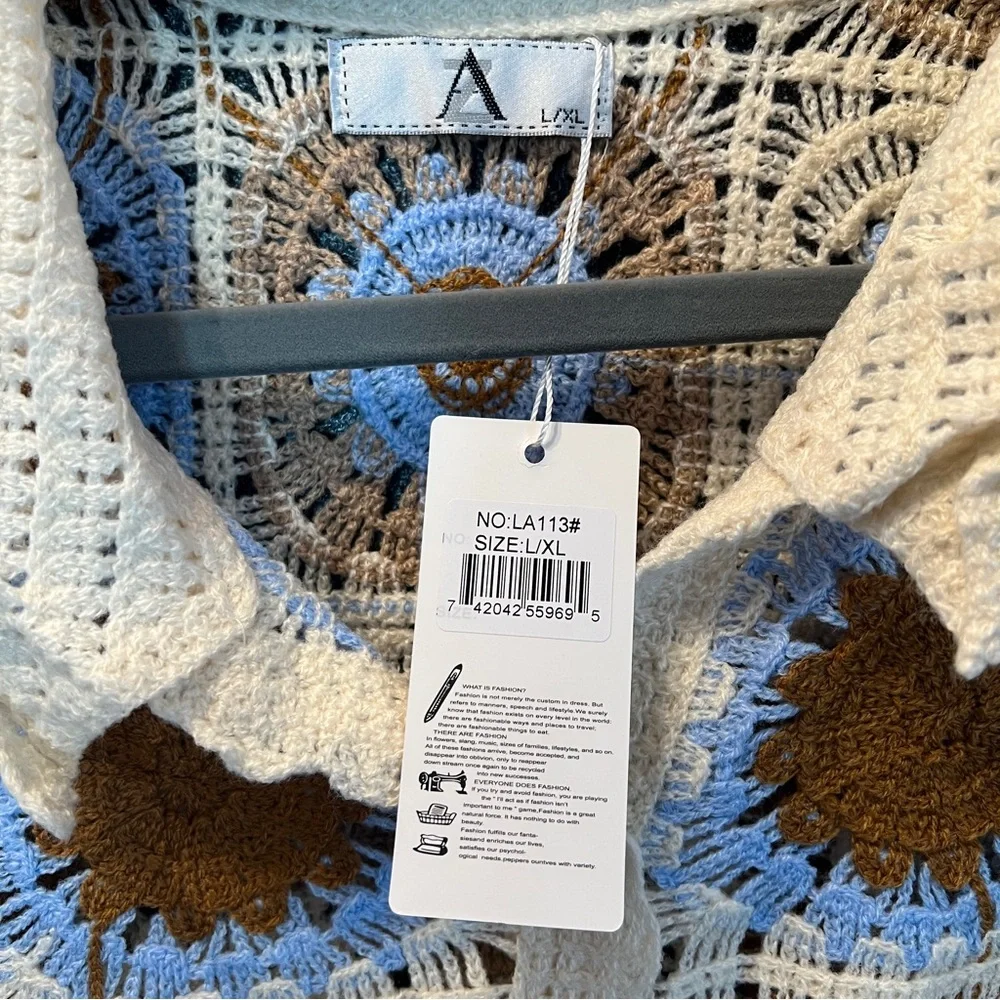 Boho Crochet 2-Piece Set Sunburst Knit Top & Skirt - Picture 10 of 11